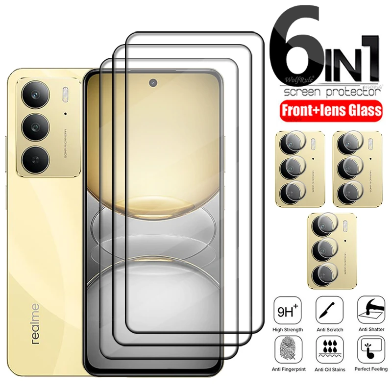 

6-in-1 For Realme C75 Glass OPPO Realme C75 Tempered Glass Full Cover Glue HD 9H Screen Protector For Realme C75 C 75 Lens Glass