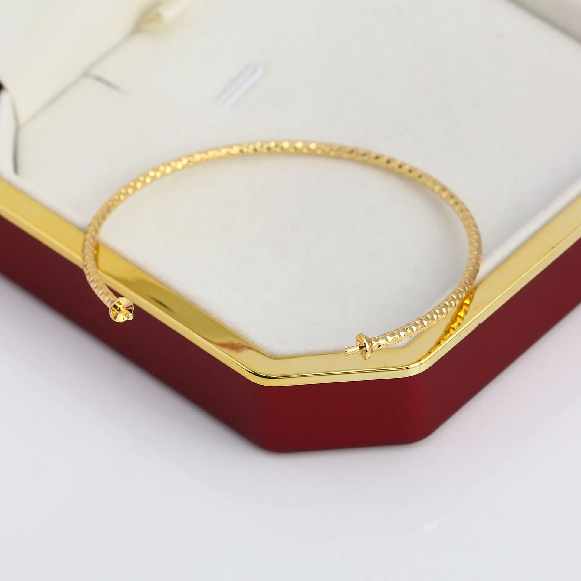 DIY Pearl Accessories Copper Gold-plated Extremely Fine Simple Temperament Twist Double Head Pearl Opening Bracelet Empty Holder
