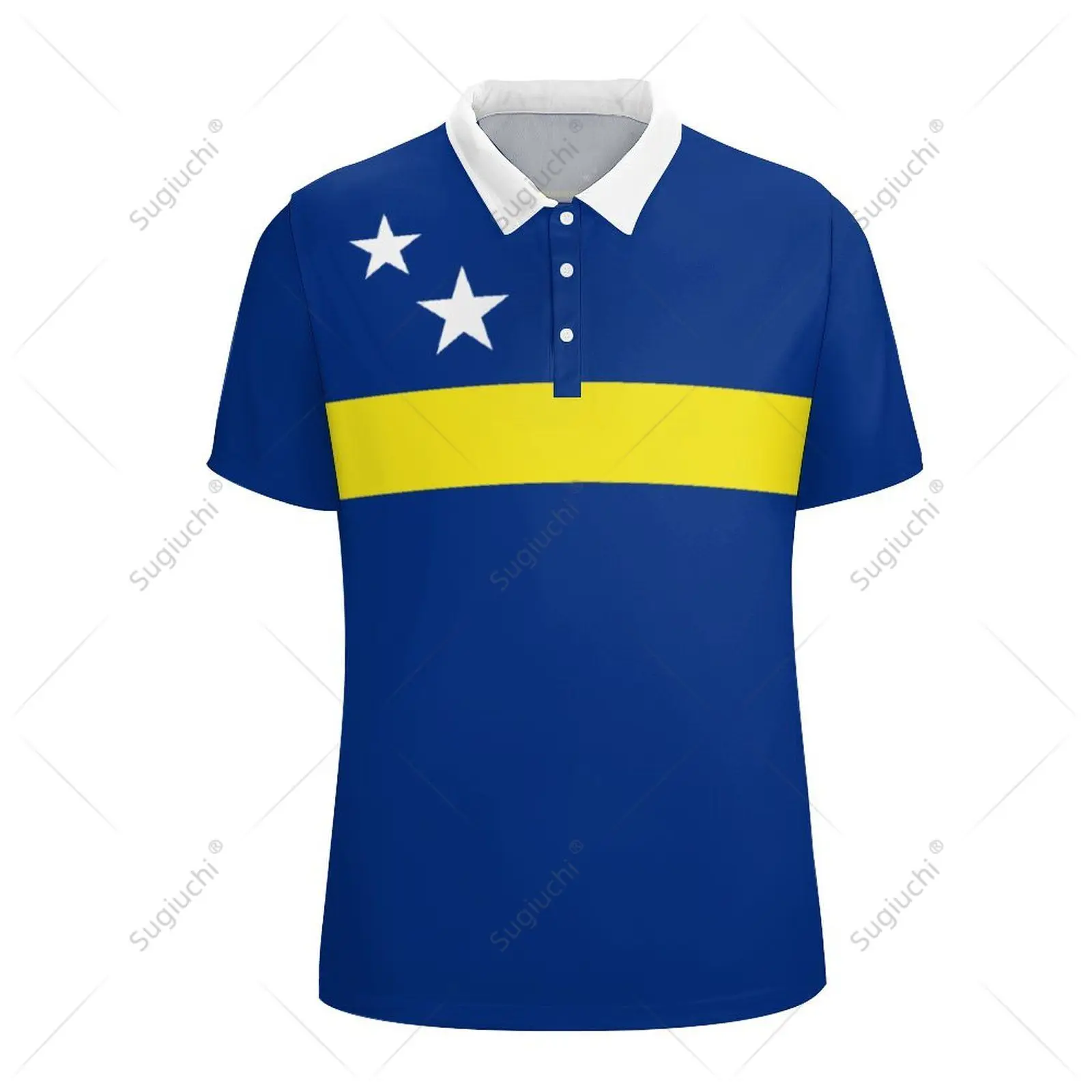 Unisex Poloshirt Curaçao Curacao Vlag 3d Print Man Polo Fashion Kleding Trainingspakken Korte Mouwen