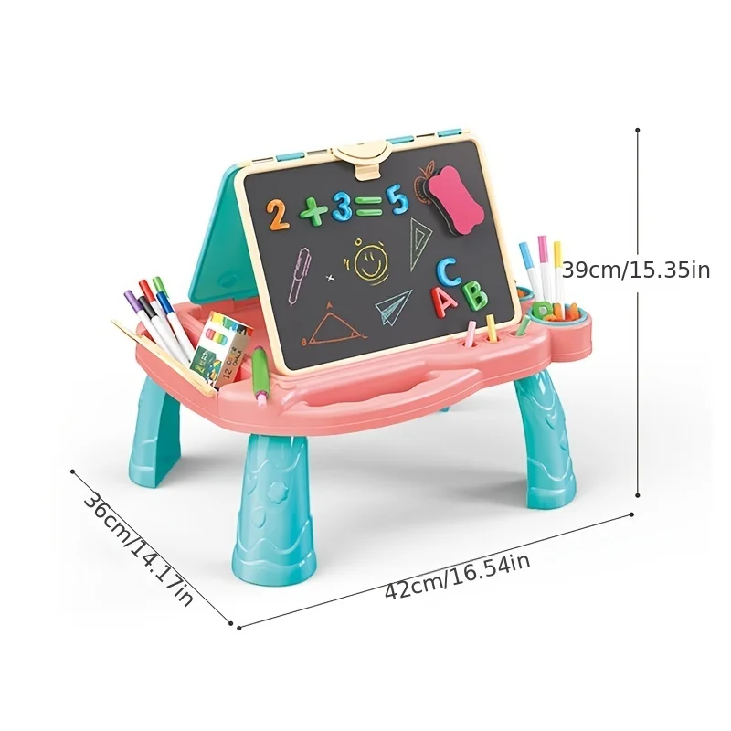 Table Art Easel for Kids Double Sided Foldable Tabletop Drawing Easels Chalkboard Desk with Graffiti Board Game Accessories
