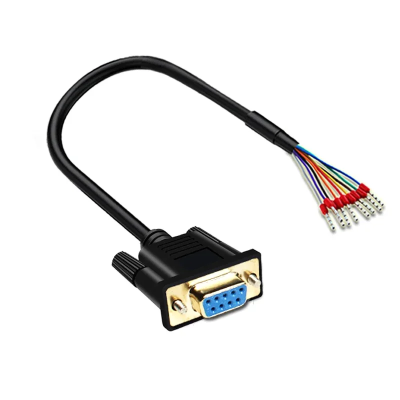Industriële kwaliteit DB9 DB15 DB25 seriële connectorkabel met terminal mannelijke vrouwelijke stekkerdraad 26AWG 9-pins parallelle poortkabel 1-20M