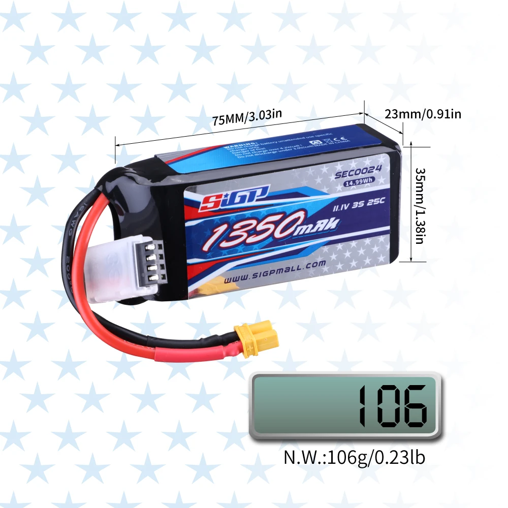 3S Lipo Battery for 1100mAh 1350mAh 11.1V 20C 25C 35C with XT30 JST Plug RC Airplane Quadcopter Helicopter Drone FPV 2pcs