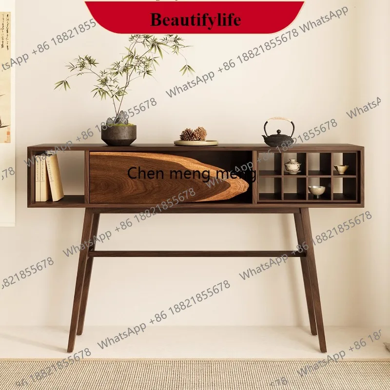 

G153 Wabi Sanfeng Solid Wood Entrance Cabinet Weathered Wood Dining Side Locker Medieval Storage Locker