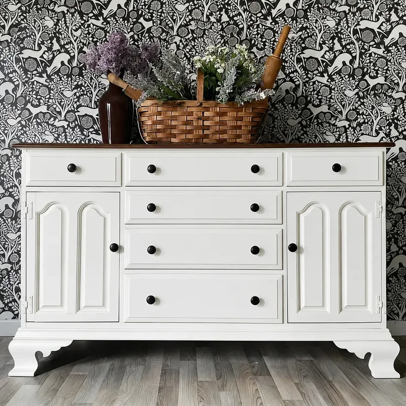 Cream White Solid Wood Entrance Cabinet Floor to Ceiling Multi Drawer Storage Cabinet for Master Bedroom Household Decoration