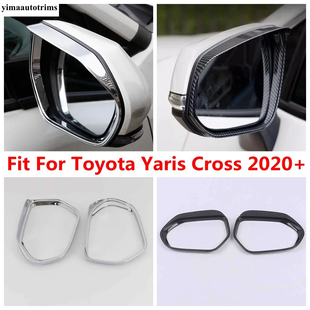 

ABS Car Rearview Mirror Rain Eyebrow Frame Cover Trims For Toyota Yaris Cross 2020 2021 2022 Chrome / Carbon Fiber Accessories