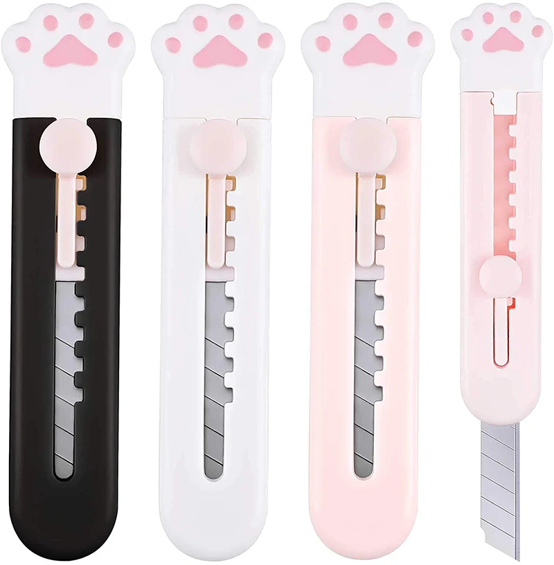 Zoecor Kawaii Tiện Ích Mini Mèo Paw Нож Nghệ Thuật Hộp Dao Cắt Giấy Dễ Thương Văn Phòng Phẩm Lưỡi Dao Chữ Dụng Cụ Mở Trường Vật Dụng Văn Phòng