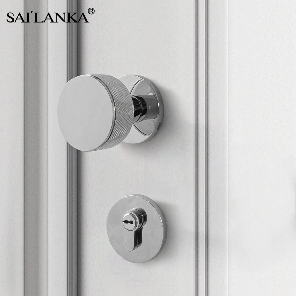 SAILANKA Brass Round Door Lock Rotation Knobset Knobs Handles Knob Bedrooms Living Rooms Bathrooms Door Lock Furniture Hardware