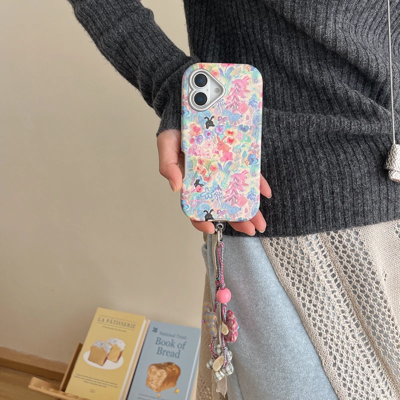 

Eyekey Country Sle, картина маслом, цветок, кролик, чехол для телефона, полное покрытие, защитный ремешок, защита от падения для 7, iPhone 6, pro...