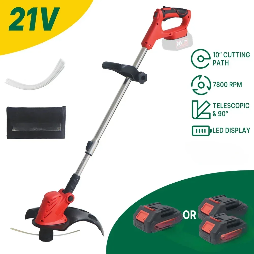 21V 7800RPM Grass Trimmer Length Adjustable  Timmer Garden Cutter Lawn Mower Cordless Compatible With Makita 18V