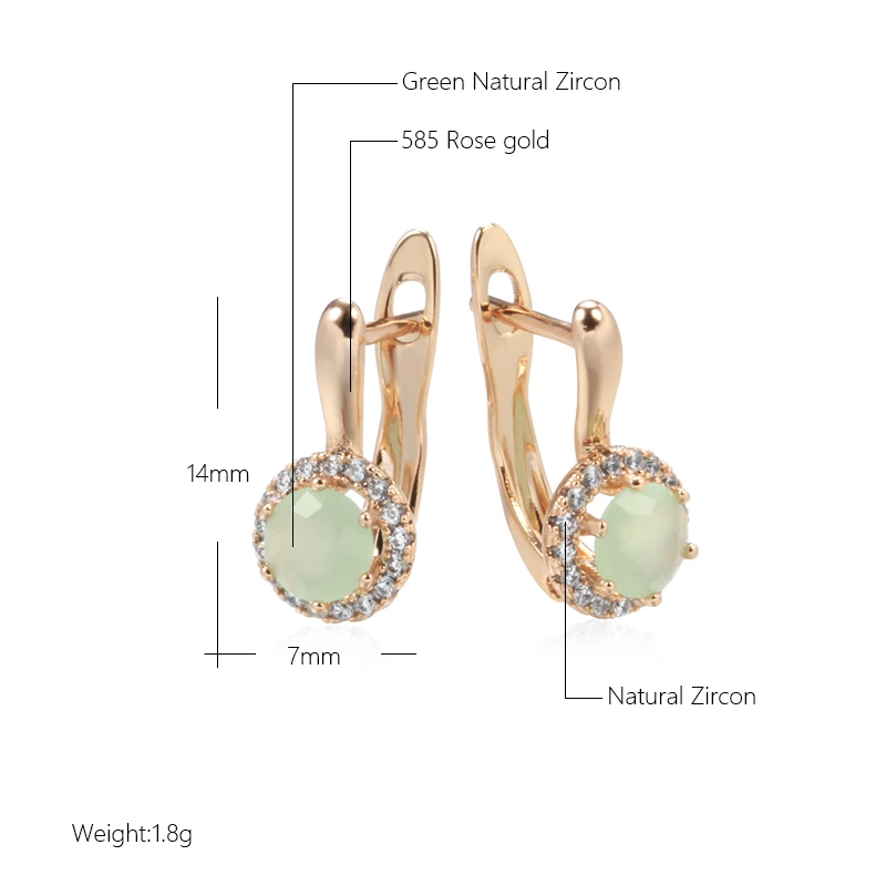 Kinel New Emerald Cut Zircon With 585 Rose Gold Color Drop Earrings For Women Luxury Round Crystal Earrings Wedding Jewelry