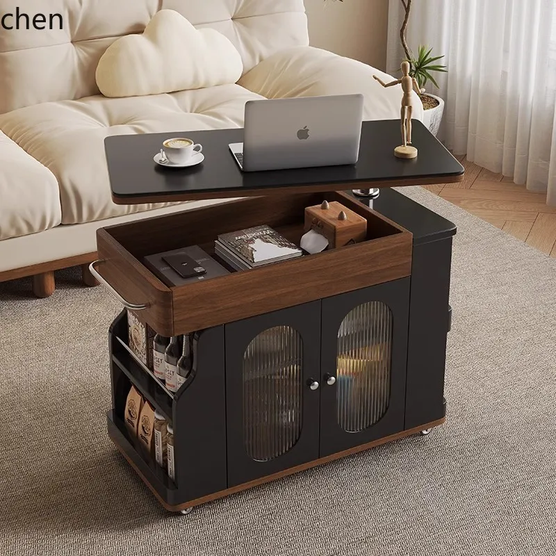 

YXY Black Side Table Living Room Modern Simple Small Adjustable Movable Sofa Side Cabinet