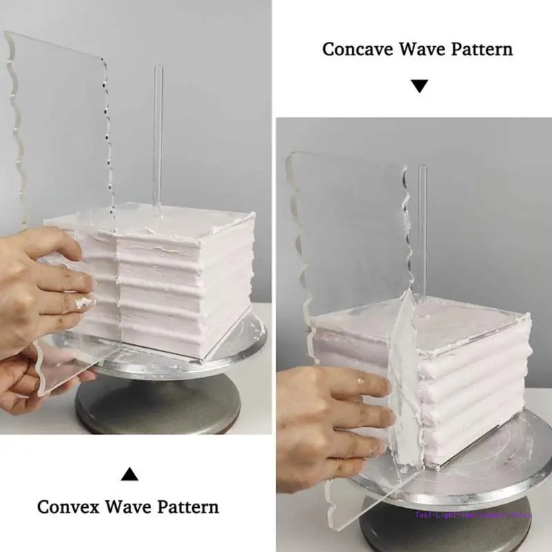 C63E 11 Pieces Acrylic Round/Square Cake Disk Set Circle Base Boards with Center Hole Pillar Comb Scrapers Dowel Rod Butter Cake