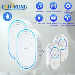 Impermeável Campainha Sem Fio Casa Bem-vindo Smart Home Campainha Da Porta 300m Remoto Smart Bell Chime EU UK US Plug Opcional