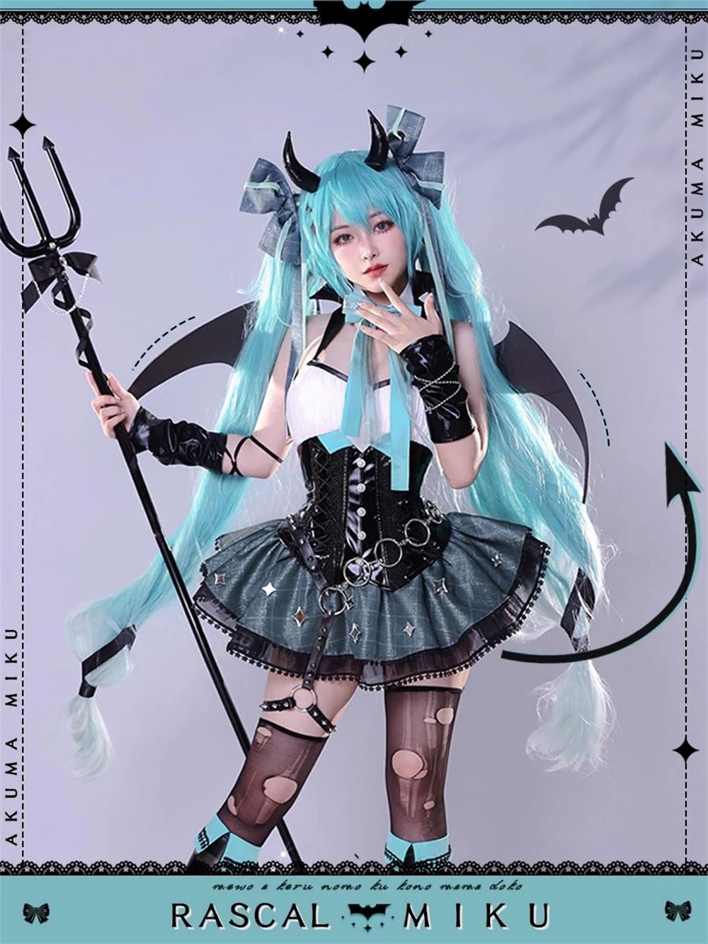 AGCOS Anime Miku Little Demon Raccoon Cosplay Costume Woman Halloween MIKU Devil Cute Cosplay Dress