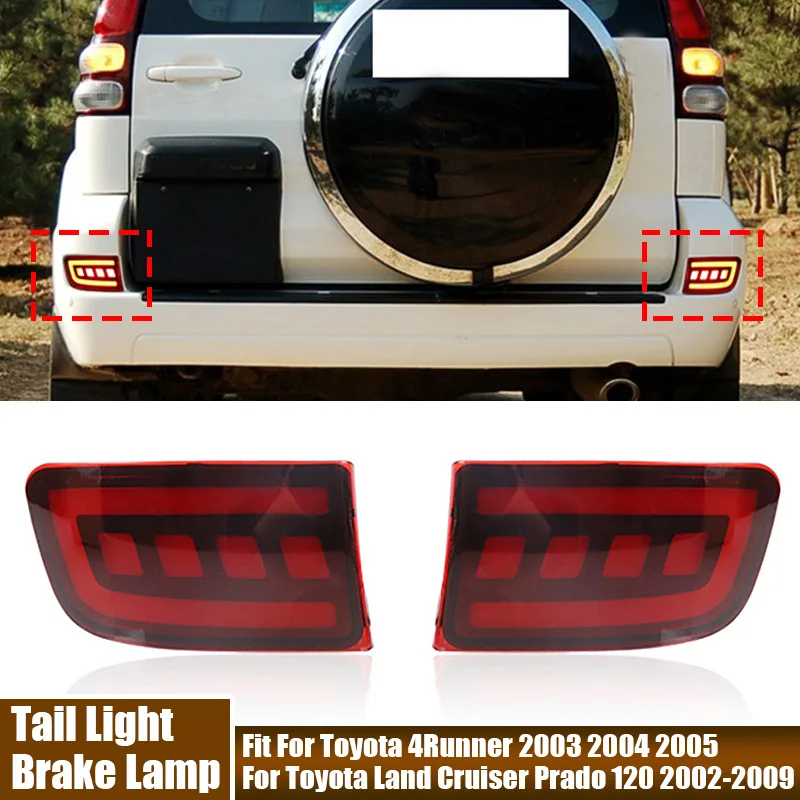 

2Pcs/Pair Rear Bumper Reflector LED Lights Brake Tail Lamps Fit For Toyota 4Runner 2003-2005 / Land Cruiser Prado 120 2002-2009