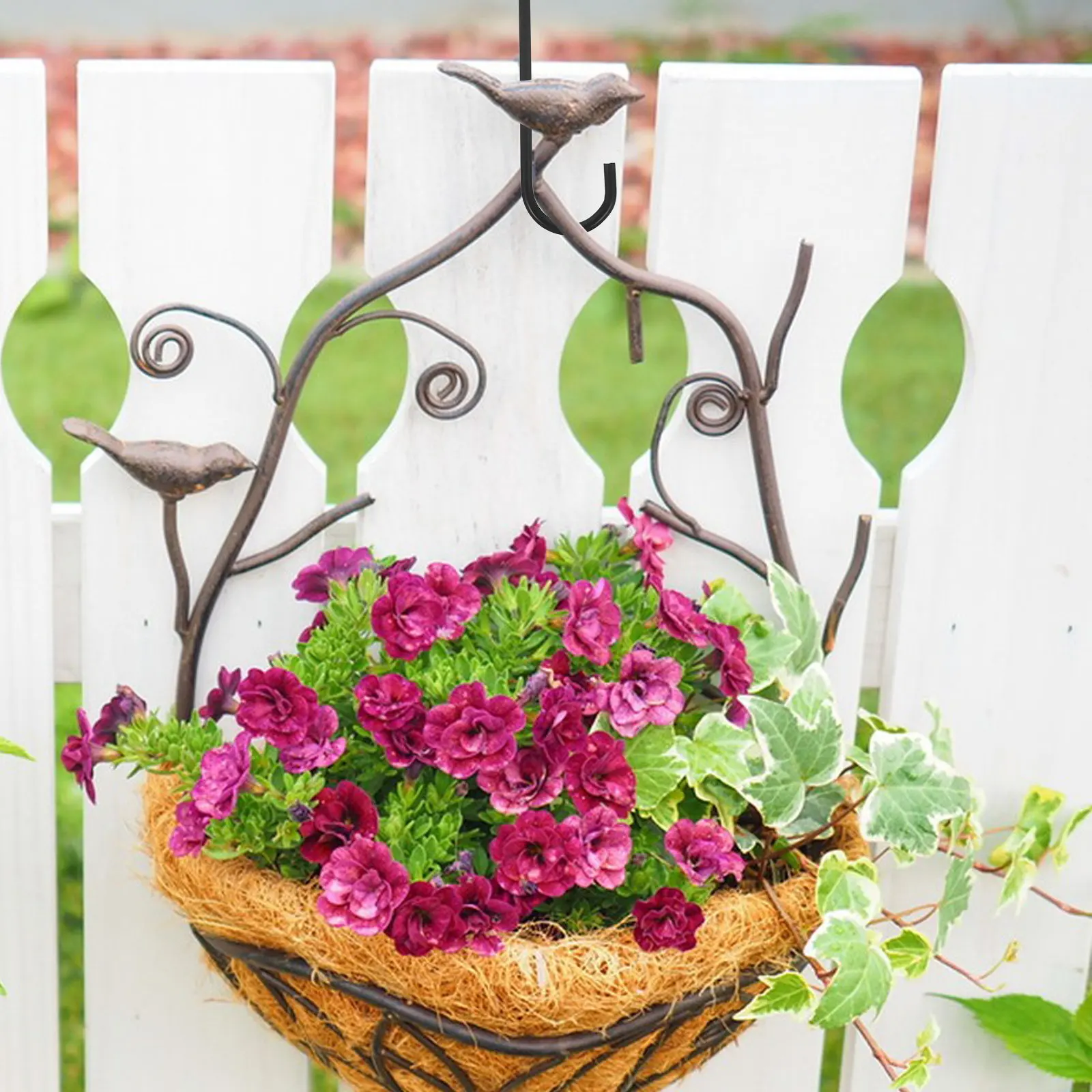 4Pcs Heavy-Duty Iron Planter Hanger Hook for Wall Balcony Fence Outdoor Indoor Hanging Basket Flower Pot Wind Chime Garden Decor