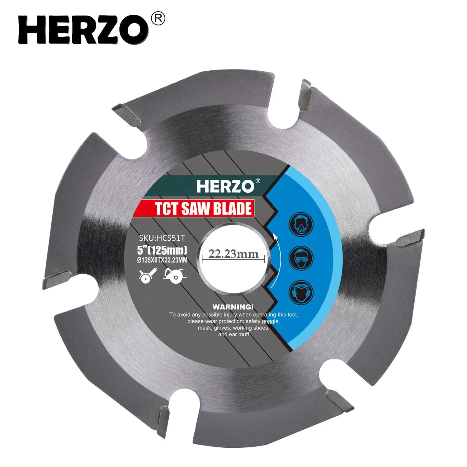 Herzo-disco de Corte de Madeira Dentes Ferramentas para Trabalhar Madeira Rebarbadora Ponta de Carboneto de Serra Lâmina de Corte para Metal Hcs5.1t 125 mm
