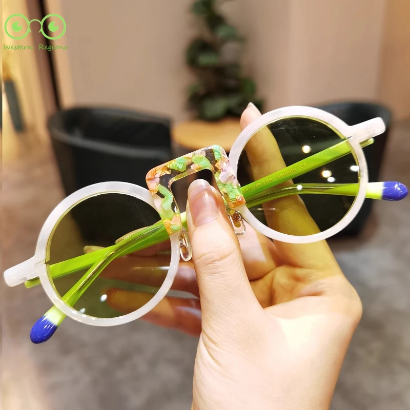

2025 new high quality retro round frame sunglasses men and women boards multi-color fashion anti-polarized sunglasses UV400