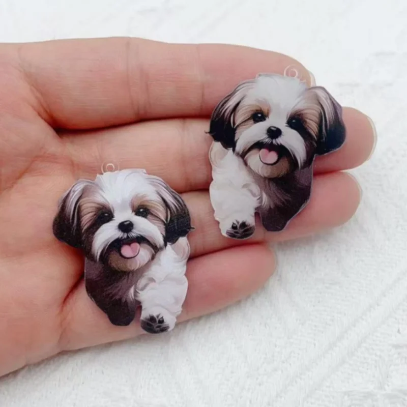 10 pieces of resin cartoon small dog animal pendant bracelet necklace earrings DIY jewelry making accessories view 5