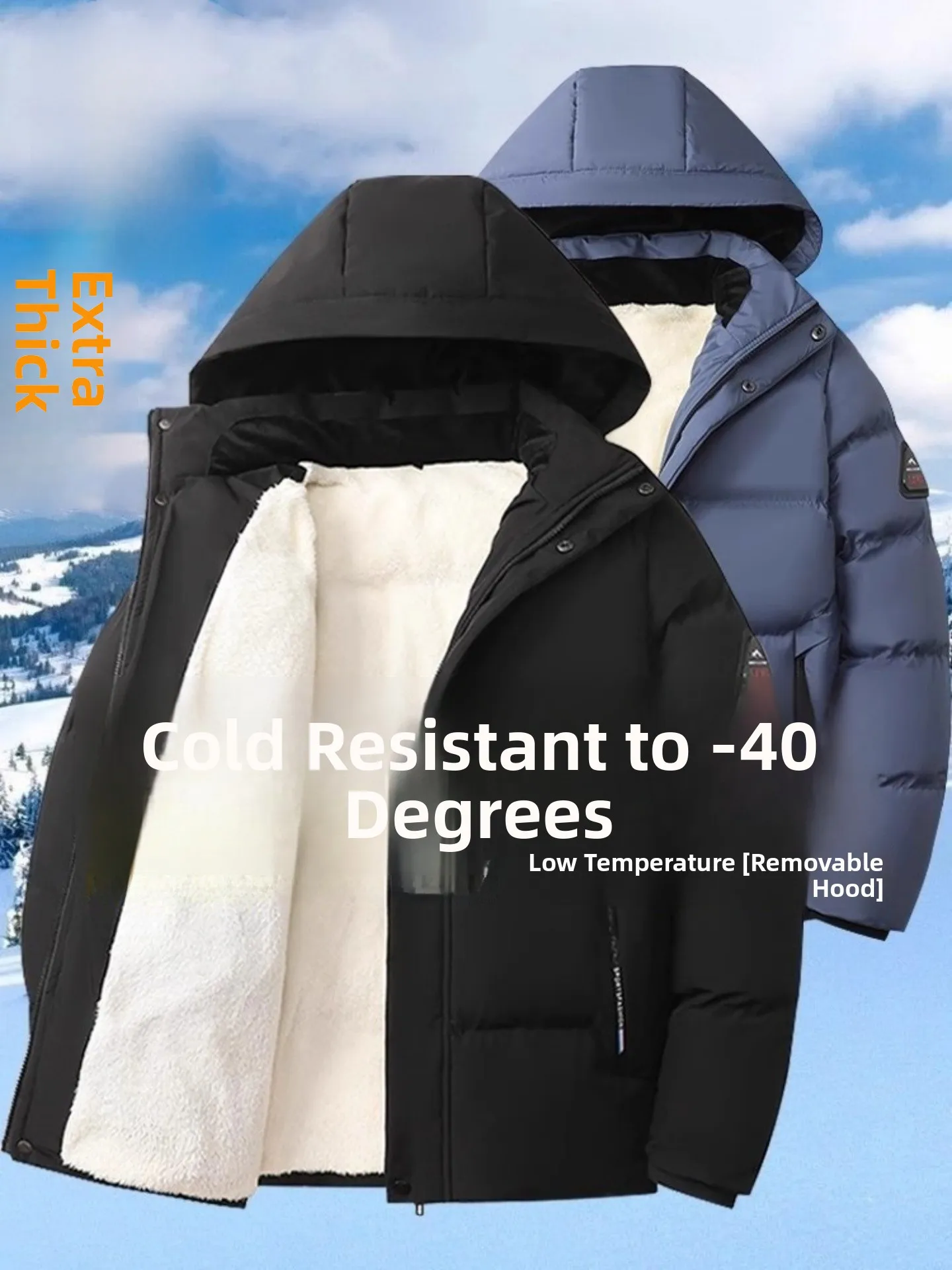 

Thiened Lamb Velvet Fce Winter Jaet Men's Cotton Coat Warmth Casual Loose Fit Inner Fce Polyester Zipper Clo...