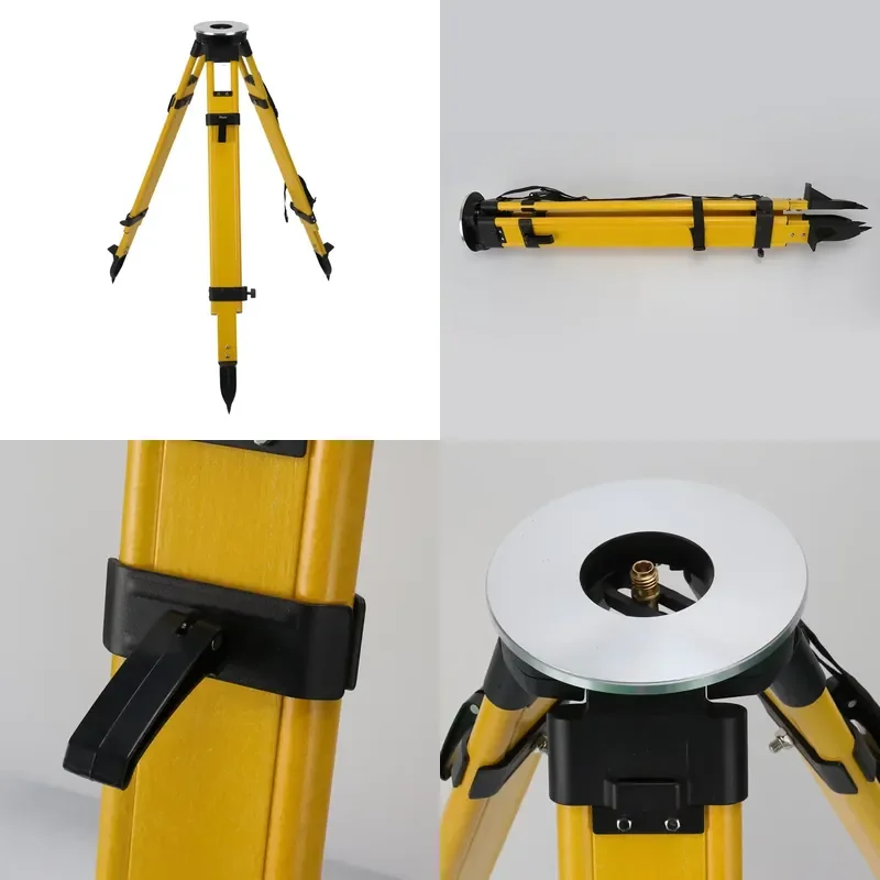 Twist Lock Big Round Head Fiberglass Tripod for Surveying Instruments Total Stations Laser Theodolites RTF-Bcd