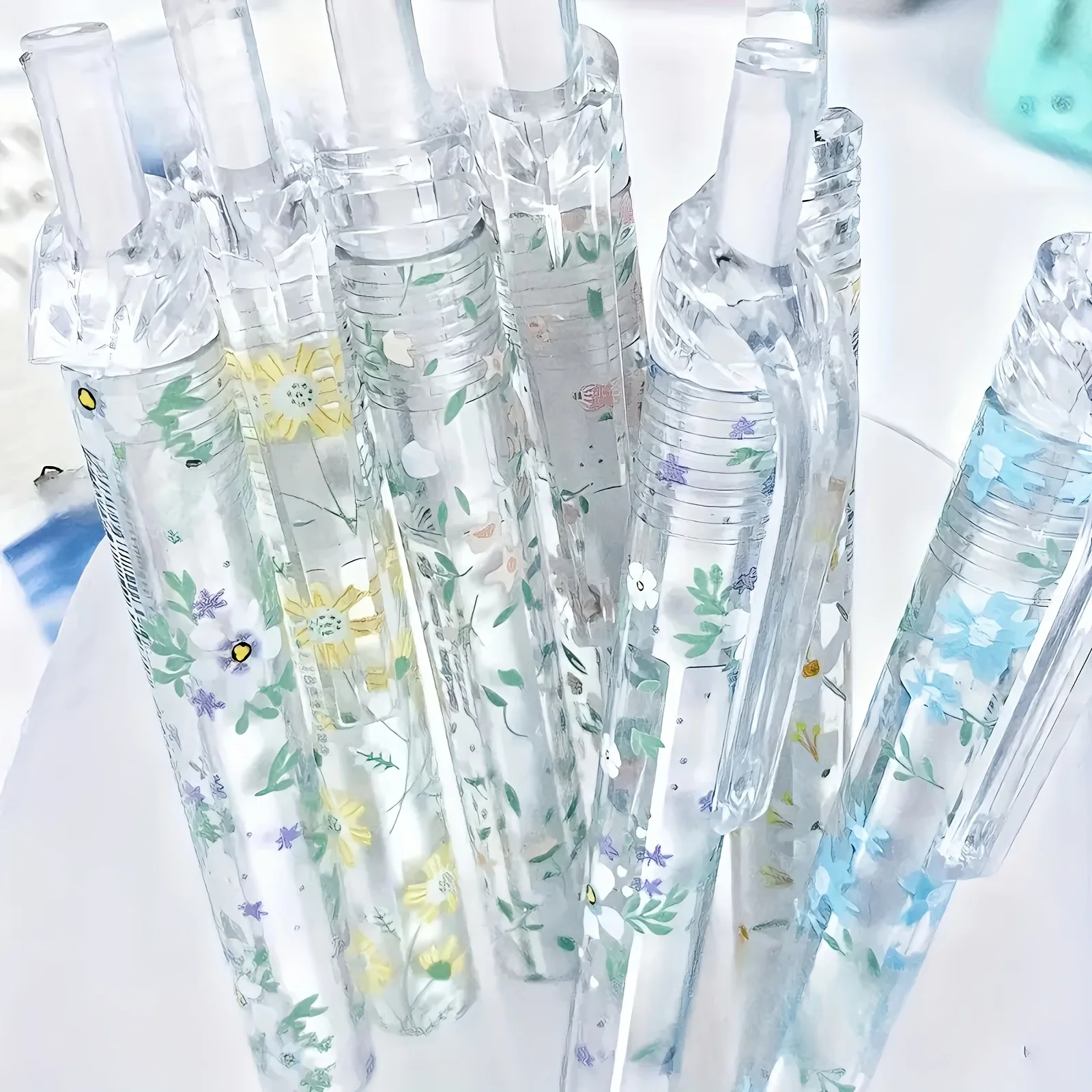 

6PCS Retractable Floral Gel ink Pens 0.5mm Tips Quick-drying black refill Writing Smoothly student School office stationery