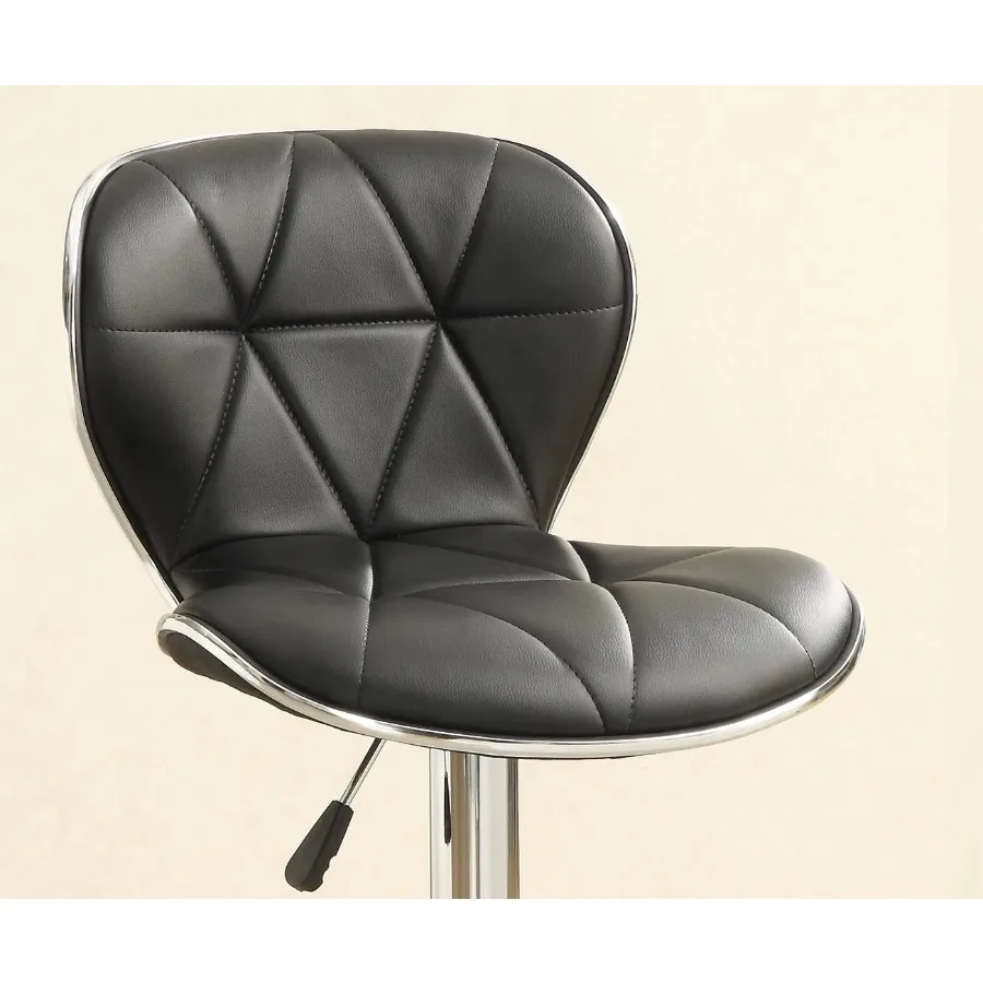 블랙 인조 가죽 스툴 카운터 높이 의자 2개 세트 높이 조절 가능 주방 아일랜드 스툴 가스 리프트 크롬 베이스.