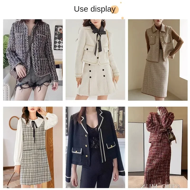 Thickened Braided Tweed Fabric Women's Per The Meter for Clothes Coats Vests Sewing Plain High-grade Dresses Textile Soft Smooth