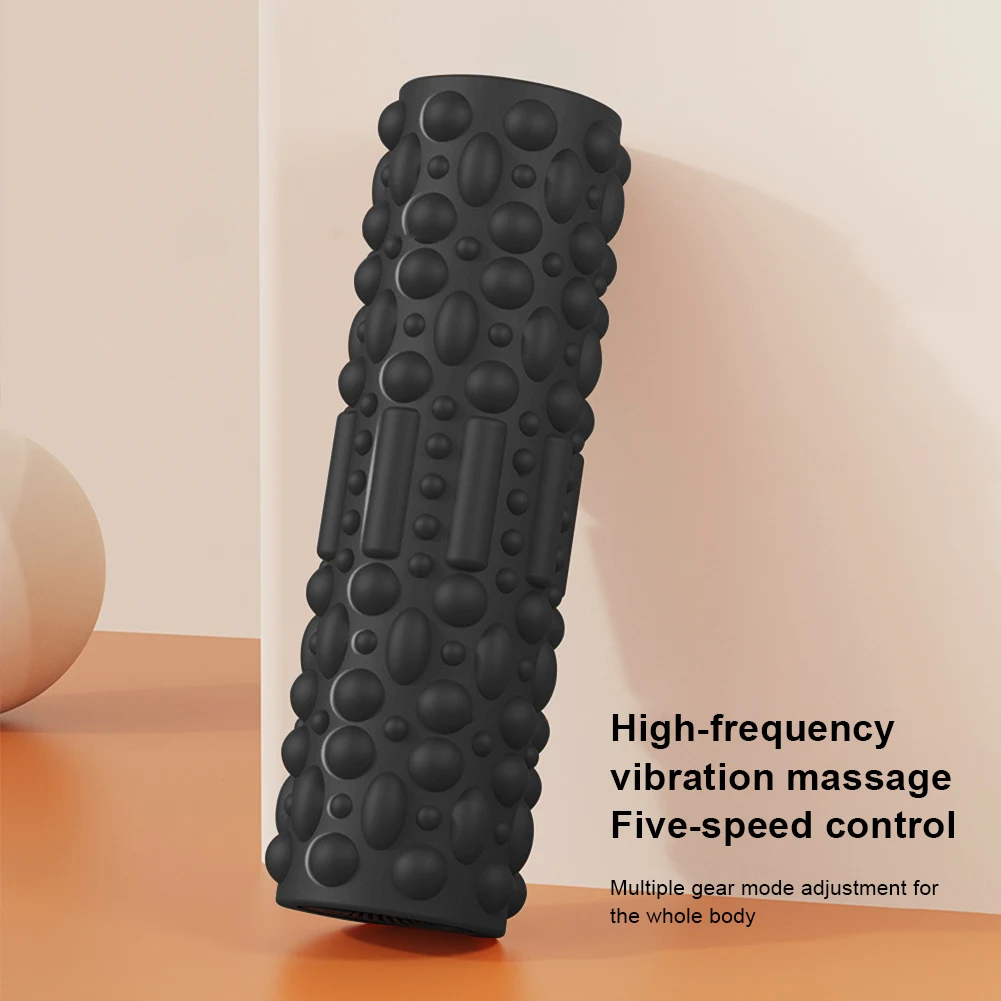 Electric Vibrating Foam Roller Exercise Roller Rechargeable Muscle Roller 5 Modes Tissue Massager for Yoga Pilates