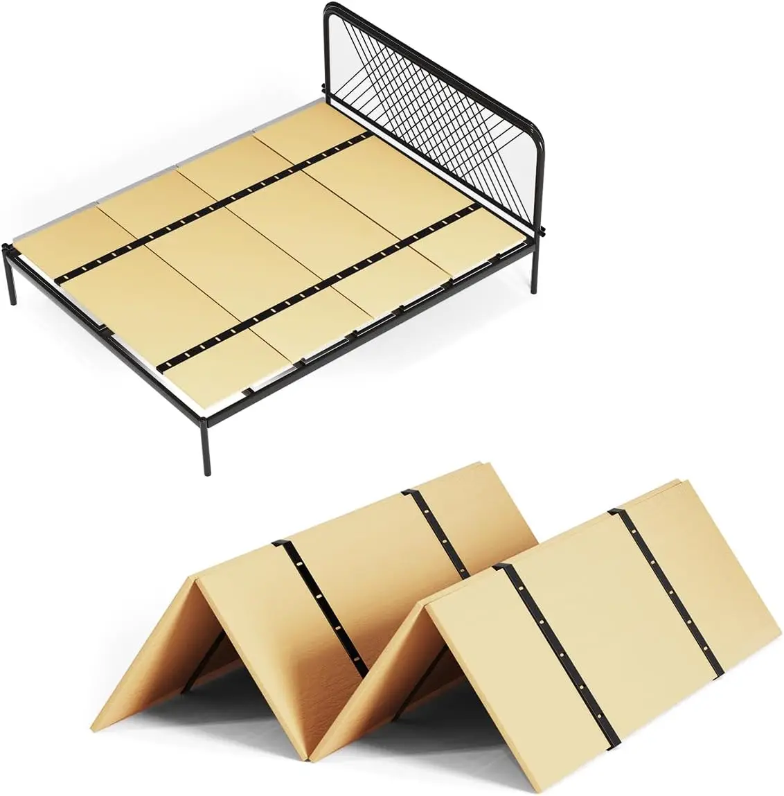 

Foldable Box Spring, (57'' X 80''Queen Size) Bed Board,Bunkie Board,Queen Bed Board Under Mattress Support,Bed Support Slats