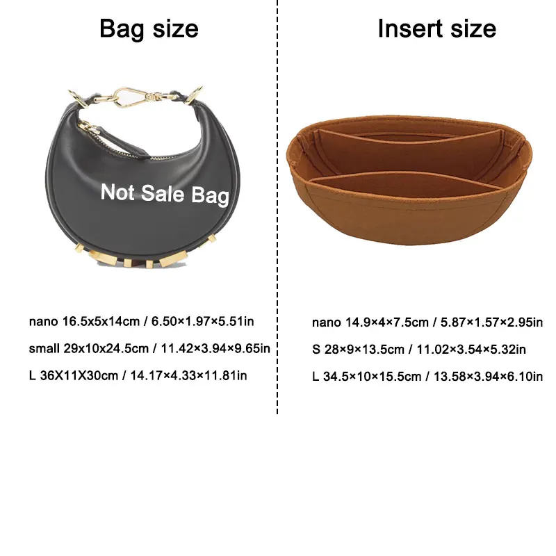 Felt Bag Organizer Insert For Fendigraphy Moon Shoulder Bag Inner Liner Bag In Bag Purse Storage Handbag Shape Holder