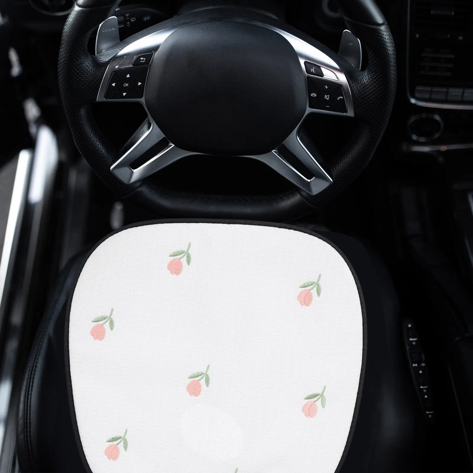 Vehicle Seat Cushion Breathable Cooling Tulip Design Summer Decorative Car Seat Pad Universal Fit Driving Cushion