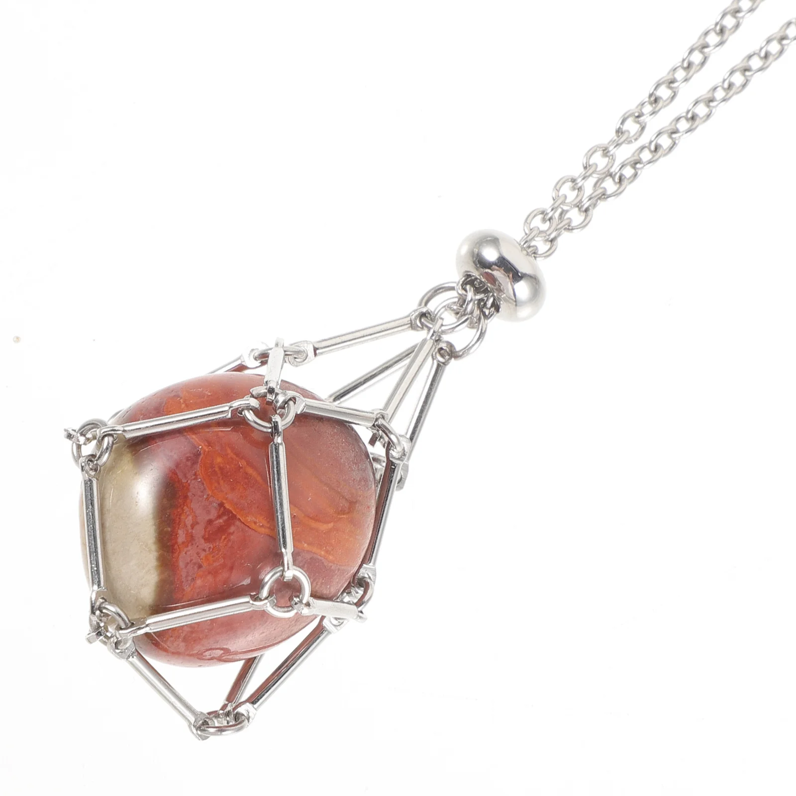 

1pcs Crystal Pendant Necklace Hollow Out Metal Net Cage For Natural Stone Holder Long Necklace For Women Fashion Jewelry