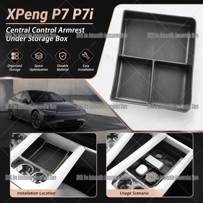 For XPeng P7 P7i Center Console Armrest Under Storage Box Organizer Interior Accessories 2023 2024 Car Modification Parts
