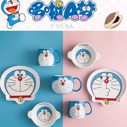 Genuine Stock Doraemon Mug With Cover Machine Cat Cute Blue Fatceramic Cup Holiday Birthday Cartoon Gifts For Boys And Girls