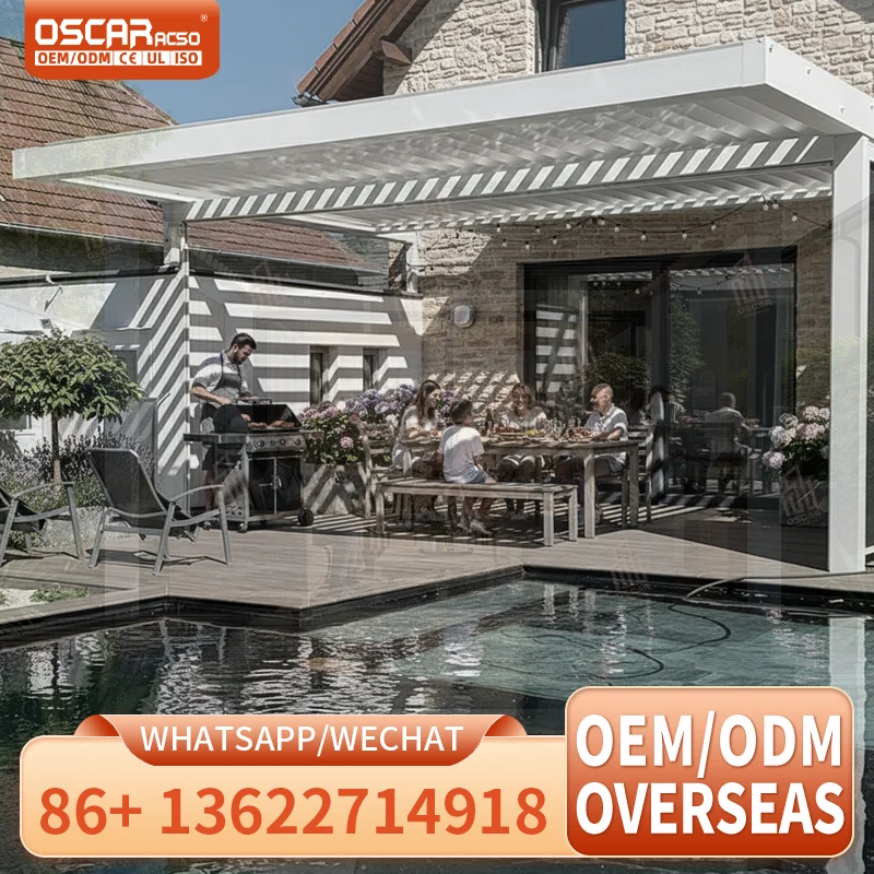 Outdoor Waterproof Aluminium Opening Louvre Roof for Garden Patio Balcony pergola