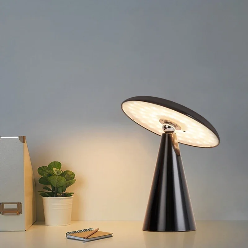 

Modern Creative Orange Mushroom Rechargeable Bedroom Dimming Touch Lamp for Reading Room Magnetic Rotation Angle Led Table Lamp