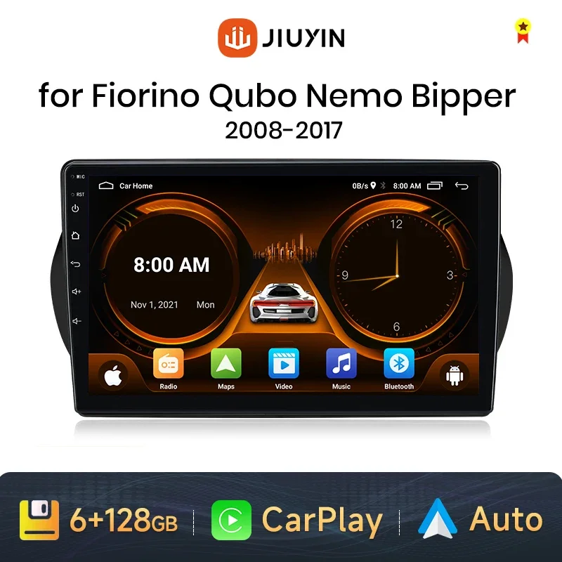 JIUYIN For Fiat Fiorino Qubo Citroen Nemo Peugeot Bipper 2008 - 2017 Car Radio Multimedia 2 Din Android Autoradio CarPlay