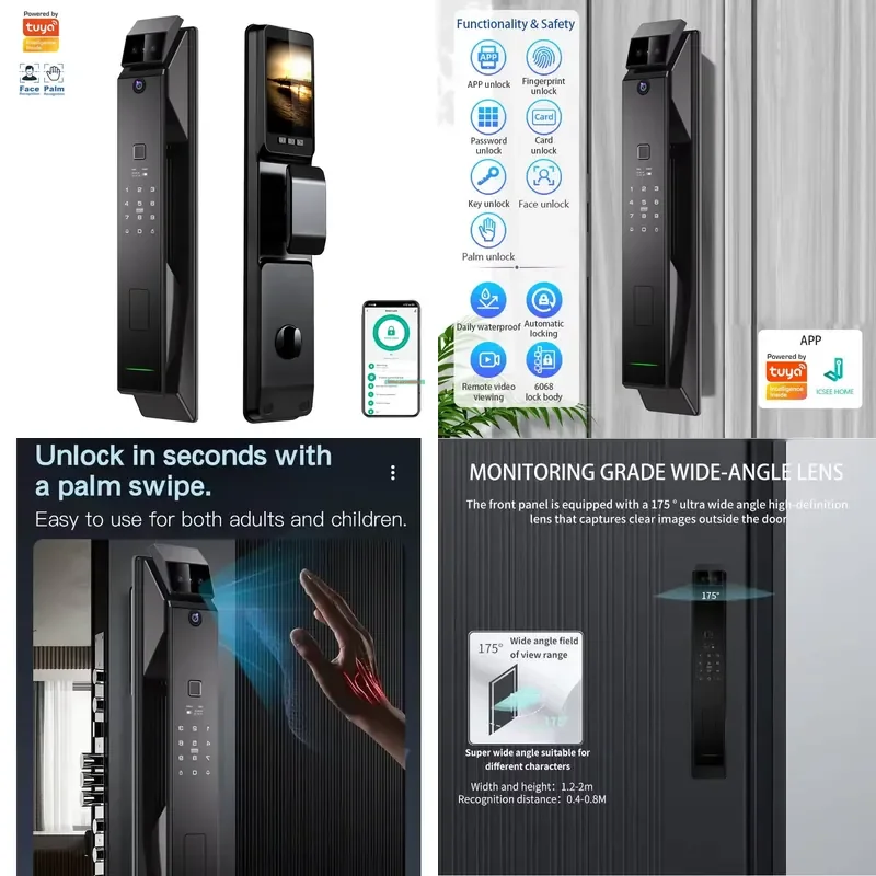 Security Fully Automatic Smart Camera 3D Face Recognition Biometric Fingerprint Password 6590Israel for Wood