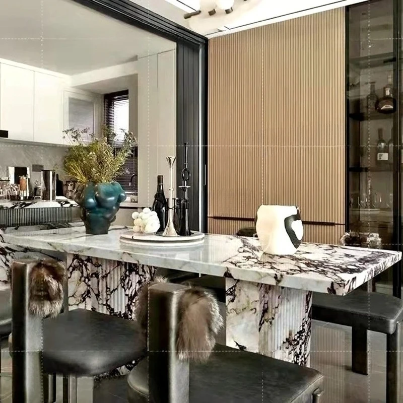 

Мраморный обеденный стол, светлый роскошный высококачественный каменный квадратный стол в западном стиле