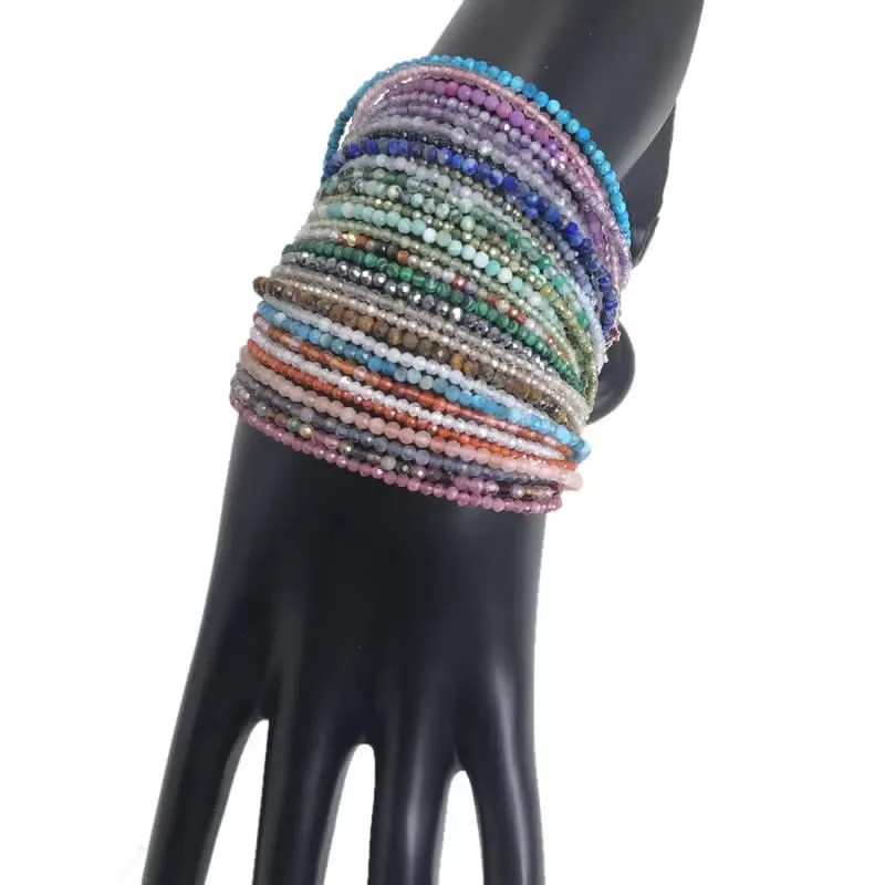 Natural Stone Beads Necklace & Bangle Bracelet Set, Luxury