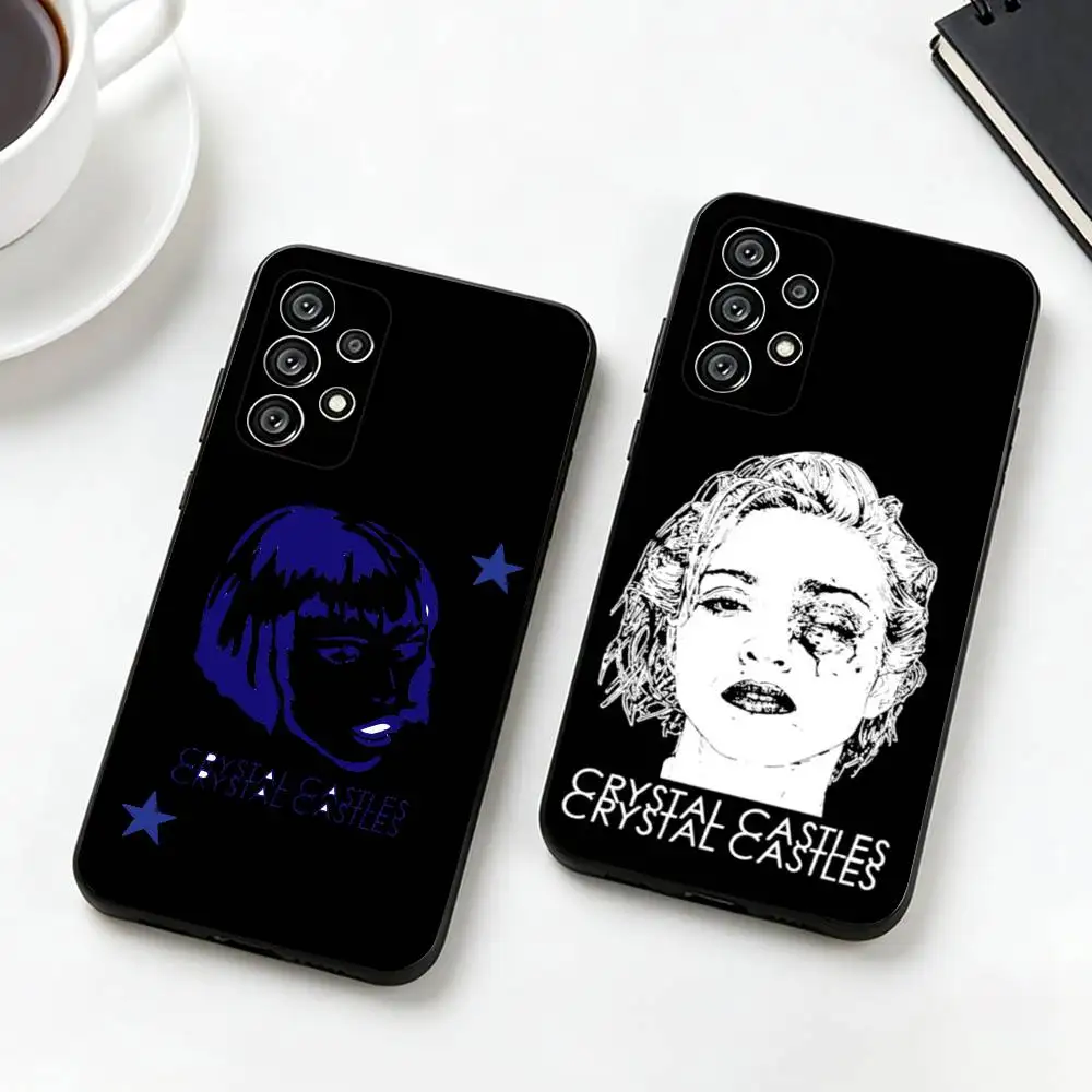 Crystal C-Castles Fashion Band  Phone Case For Samsung S25,S24,S21,S22,S23,S30,Ultra,S20,Plus,Fe,Lite,Note,10,Black Cover