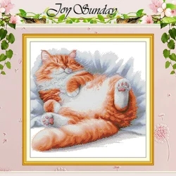 Sleeping Cat Animals Patterns Counted Cross Stitch Set DIY 11CT 14CT 16CT Stamped DMC Cross-stitch Kit Embroidery Needlework