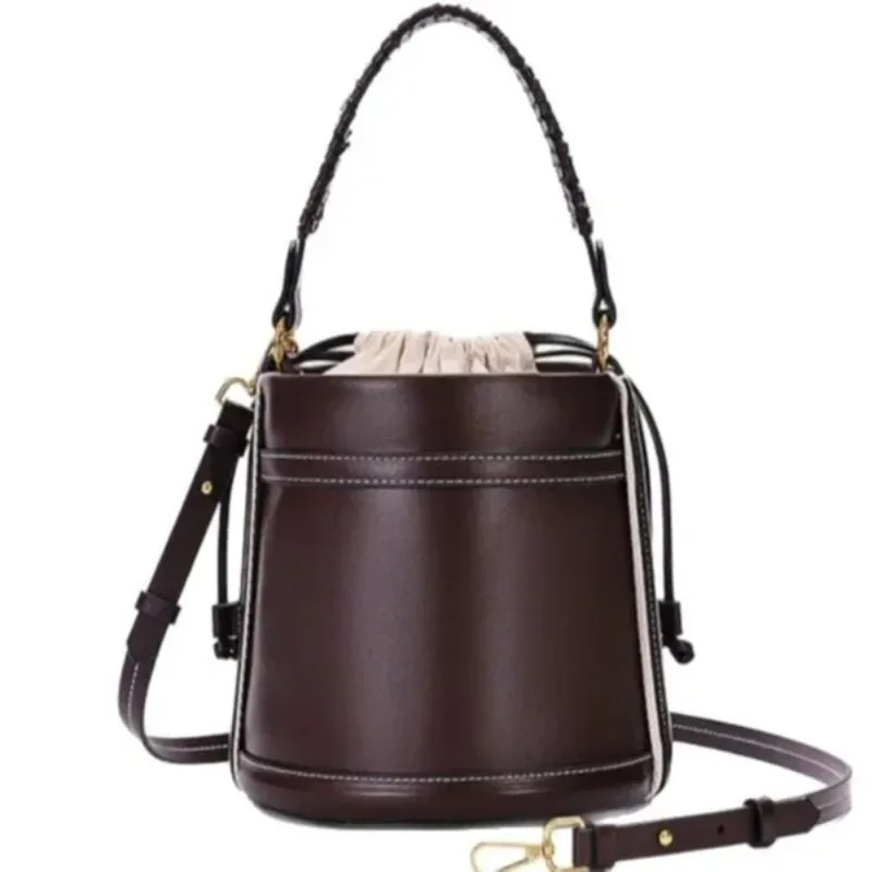 

Double handle cylindrical crossbody bucket bag cylindrical shoulder bag contrasting color design