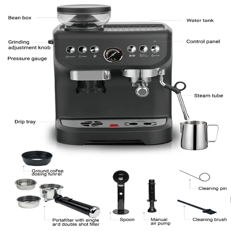 ماكينة صنع القهوة الإيطالية مونيكافي ماكينة صنع قهوة اسبريسو مطحنة قهوة كهربائية شبه أوتوماتيكية 3 في 1 وظيفة حبوب البن إلى الكوب #1