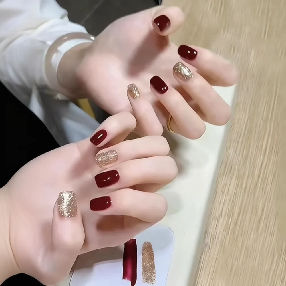 High Gloss Cherry Glitter Nail Polish Quick Air Dry No Lamp Required Long Lasting Varnish For Fashionable Summer Nails
