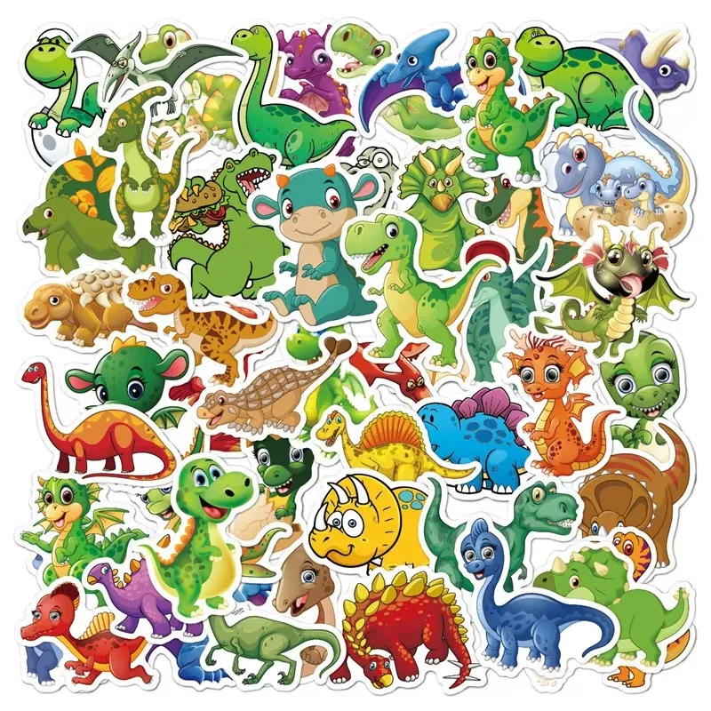 

50Pcs Dinosaur Stickers Cute Waterproof Cartoon Stickers for Kids for Stationery Notebook Laptop Phone Luggage Teaching Rewards