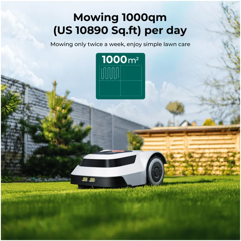 أحدث 2025 جزازة العشب اللاسلكية الصغيرة 1 كيلو واط PLC Core 1500m2 الملاحة الذكية التحكم عن بعد المضادة للتصادم ساحة جزازة أوتوماتيكية