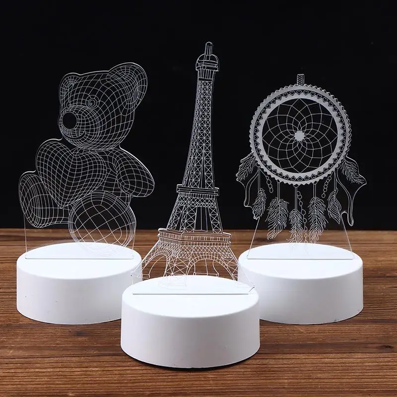 

3D LED-светильник с оптической иллюзией, креативная мультяшная USB-лампа для прикроватной тумбочки, декоративная атмосферная лампа