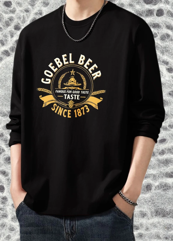 

Футболка для мужчин, осенняя эстетичная одежда, футболка с длинными рукавами и графическим рисунком Goebel Beer, роскошные трикотажные изделия, футболка с принтом в стиле хип-хоп
